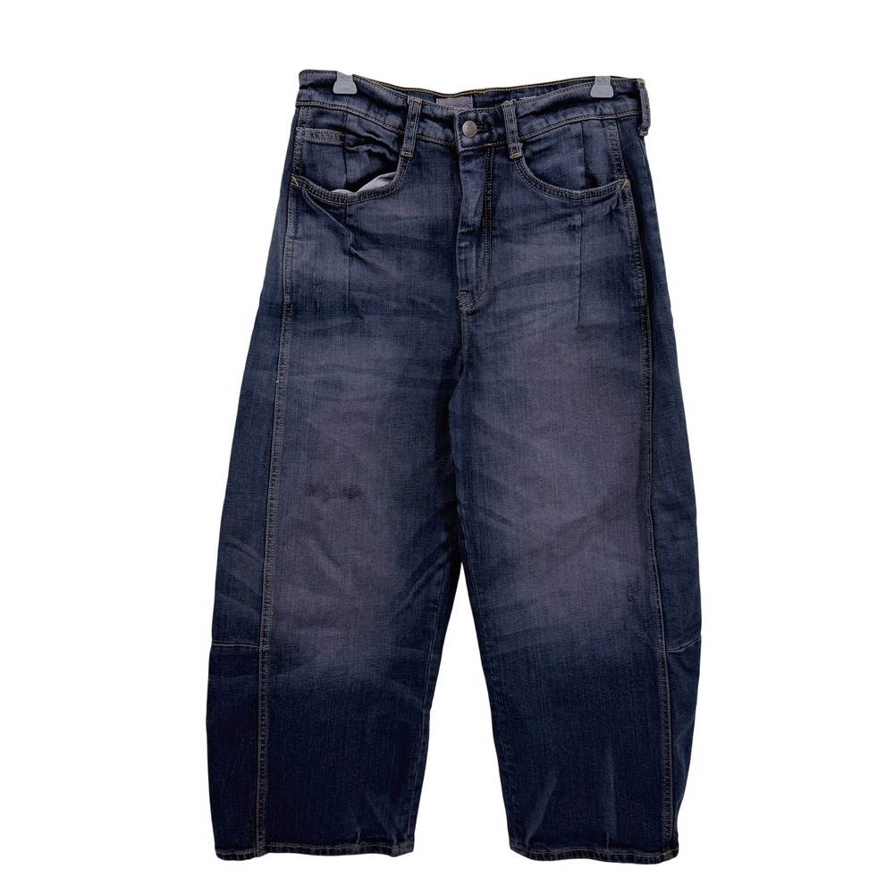 Pilcro Anthropologie Dark Wash High Rise Barrel Wide Leg Crop Jeans Size 28
